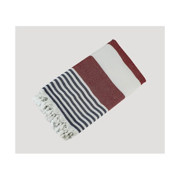 Červeno-modro-bílá ručně tkaná osuška z prémiové bavlny Homemania Turkish Hammam, 90 x 180 cm