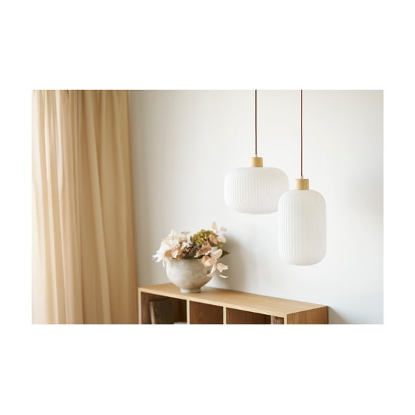 Valge ripplamp klaasist varjuga ø 20 cm Argalo – House Nordic-image-3