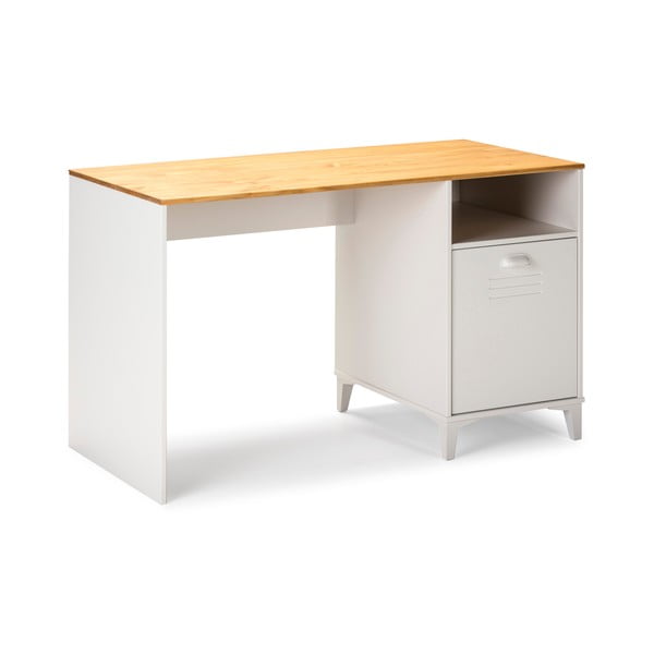 Bílý psací stůl s hnědou deskou Marckeric Zack-image-3