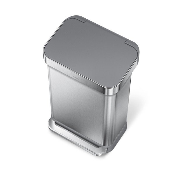 Pealeastuv terasest prügikast hõbedases värvitoonis 45 l - simplehuman-image-1