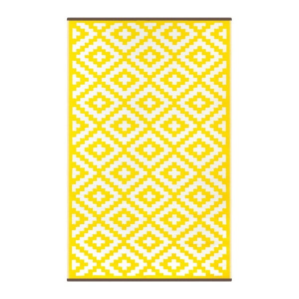 Žluto-bílý oboustranný koberec vhodný i do exteriéru Green Decore Panaca, 150 x 240 cm