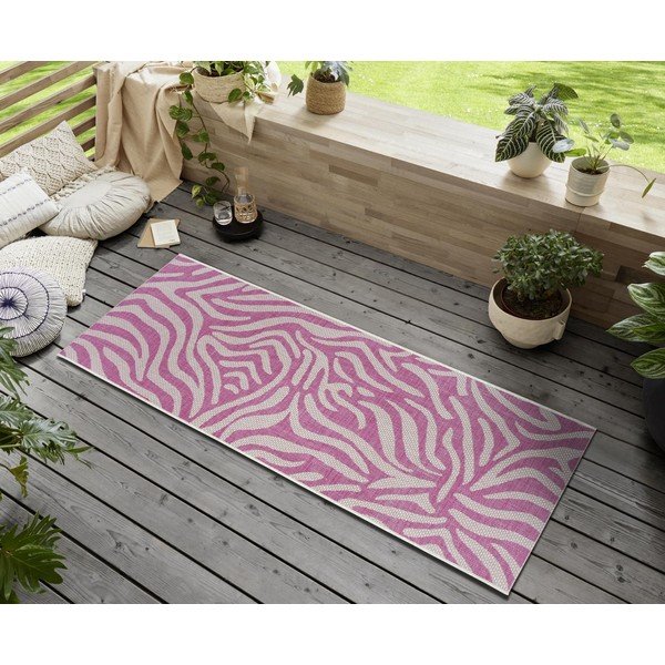 Roosa ja beež õuejooksja , 70 x 300 cm Cebra - NORTHRUGS-image-1