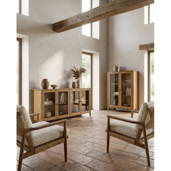 Männipuidust vitriinkapp naturaalses värvitoonis 186x80x40 cm Alessandra - Marckeric-image-4