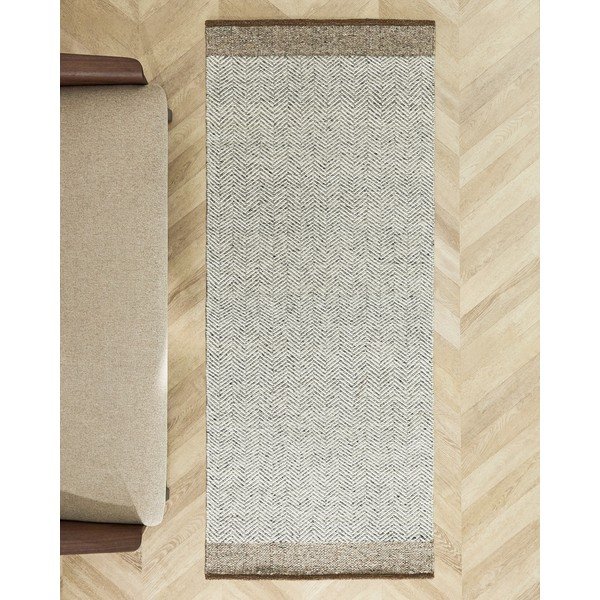 Beež kahepoolne/käsitsi kootud villane vaip 80x200 cm Nifelia - Kave Home-image-1