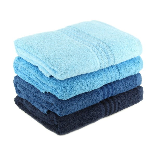 Komplekt 4 sinist puuvillast rätikut Sky, 70 x 140 cm Rainbow - Foutastic-image-1