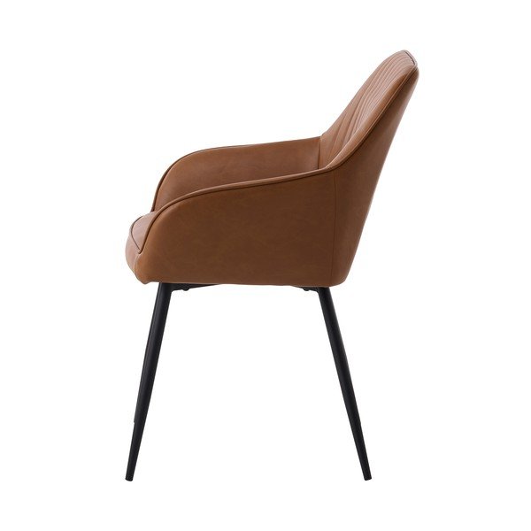 Pruunid käetugedega kunstnahast söögitoolid 2tk komplektis Nolan Stripe - Unique Furniture-image-3