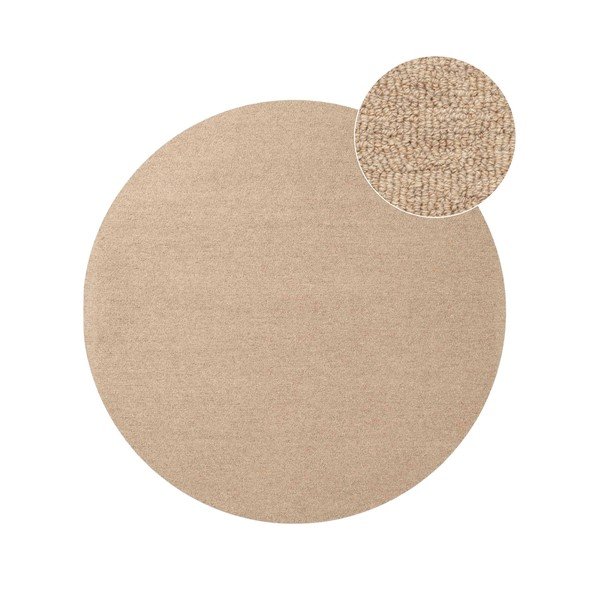 Käsitsi kootud villane ümmargune vaip naturaalses värvitoonis ø 160 cm Puristic Knots - Elle Decoration