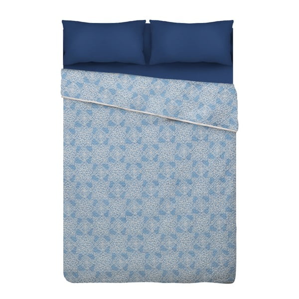 Modrý přehoz přes postel z mikrovlákna Unimasa Oriental, 235 x 260 cm