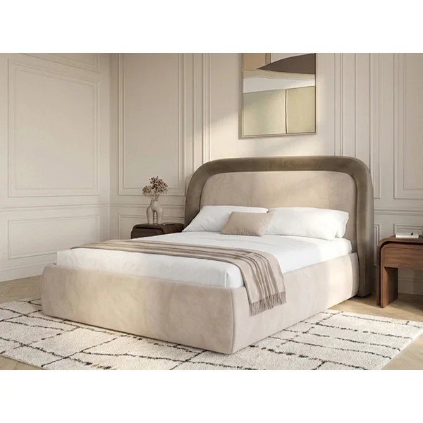 Taupe polsterdatud kaheinimesevoodi panipaigaga ja liistudest raamiga 160x200 cm Sam - Bobochic Paris-image-4