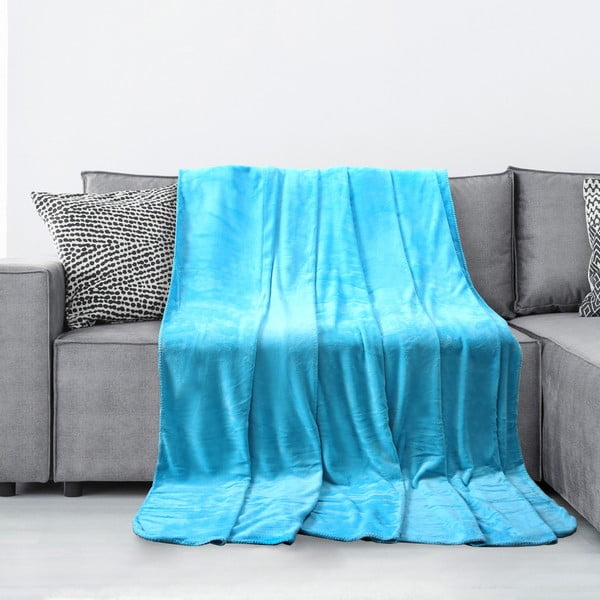 Tyrkysová deka z mikrovlákna AmeliaHome Tyler, 70 x 150 cm-image-1