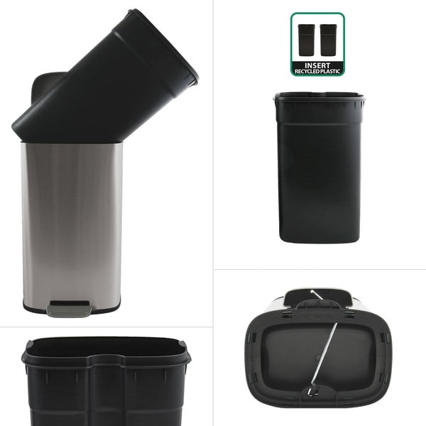 Matt hõbedane terasest prügikast 50 l Akira - Spirella-image-2