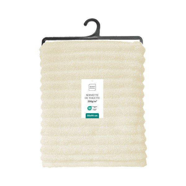 Kreemikas frotee-puuvillane rätik 50x90 cm Maya - douceur d'intérieur-image-4