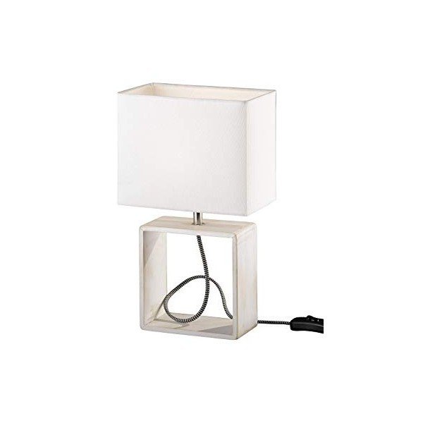 Bílá stolní lampa z přírodního dřeva a tkaniny Reality Tick, výška 34 cm-image-2