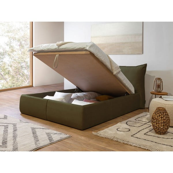 Tumeroheline polsterdatud kaheinimesevoodi koos voodipõhjaga 160x200 cm Jade - Bobochic Paris-image-4