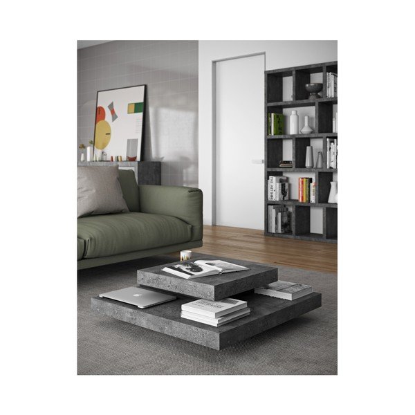Musta ja halli värvi kohvilaud kivisisustusega 90x90 cm Slate - TemaHome-image-1