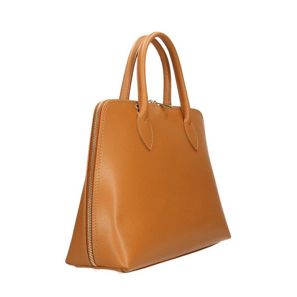 Hnědá kožená kabelka Chicca Borse Arancio-image-1
