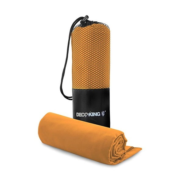 Set oranžové rychleschnoucí osušky a ručníku DecoKing EKEA, 70 x 140 cm + 30 x 50 cm
