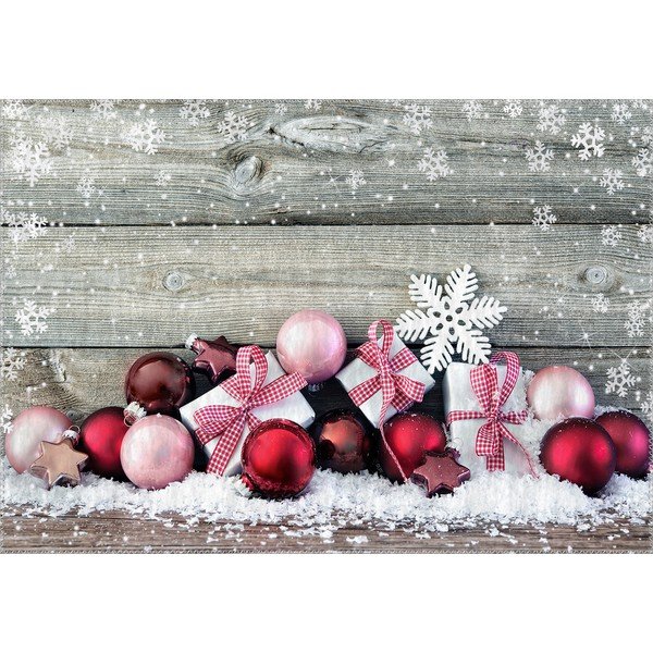 Koberec Vitaus Christmas Period Red Rustic Balls, 50 x 80 cm
