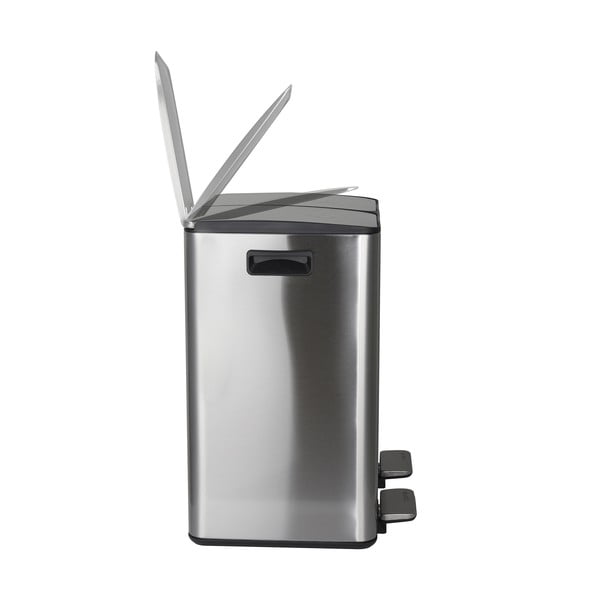 Matt hõbedane terasest prügikast 2x20 l sorteeritud jäätmete jaoks/pedaaliga Aliya - Spirella-image-3