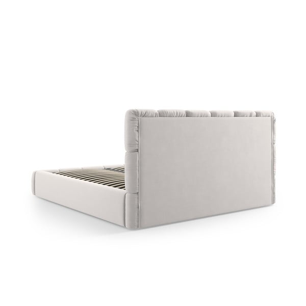 Helehall polsterdatud sametist kaheinimesevoodi koos voodipõhja ja panipaigaga 140x200 cm Bellis - Micadoni-image-4