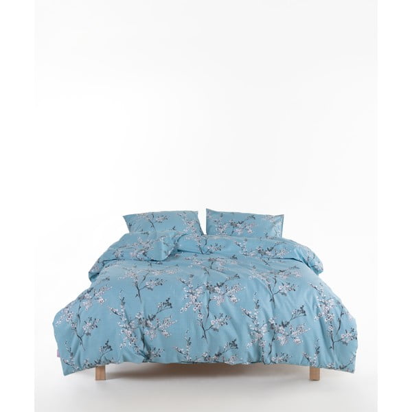 Sinine Renforcé puuvillast pikendatud voodipesu kaheinimesevoodile 240x220 cm Blue Floral - Mila Home Luxury