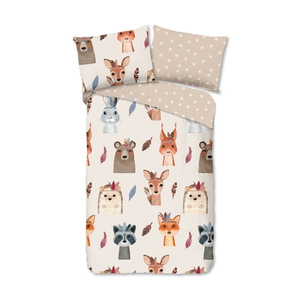 Pruun-beež puuvillane laste voodipesu üheinimesevoodile 140x200 cm Rave - Good Morning