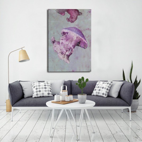 Ručně malovaný obraz v rámu z borovicového dřeva Mauro Ferretti Medusa Purple, 80 x 120 cm-image-1