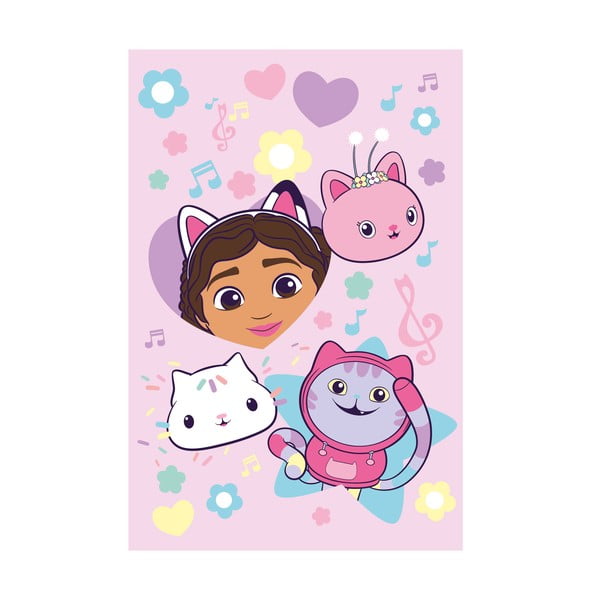 Roosa fliisist laste tekk 100x150 cm Gabby´s Dollhouse "Music" - Jerry Fabrics