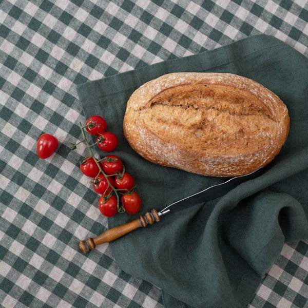 Linane lauamatt 35x45 cm Forest Green Gingham - Linen Tales-image-1