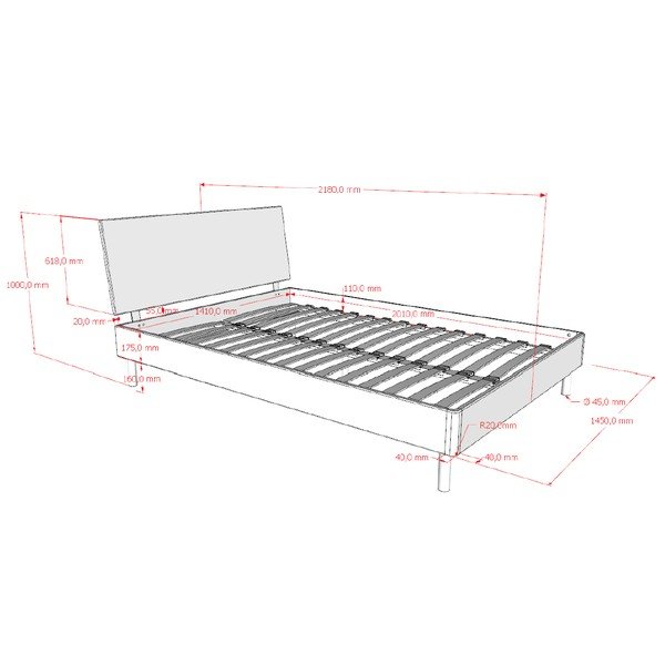 Valge pöögipuidust kaheinimesevoodi liistudest raamiga 140x200 cm Forrest - Vipack-image-2