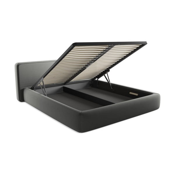 Hall polsterdatud kaheinimesevoodi koos voodipõhja ja panipaigaga 180x200cm Kiana - Makamii-image-3