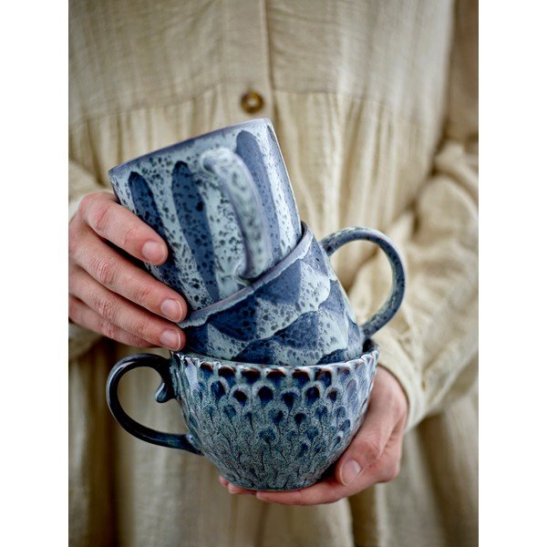 Hallid keraamilised tassid komplektis 4 tk 365 ml Katrina - Bloomingville-image-4