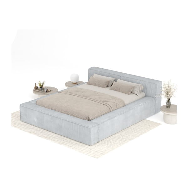 Helehall polsterdatud kaheinimesevoodi koos panipaiga ja voodipõhjaga 160x200 cm Voliera - Maison de Rêve-image-3