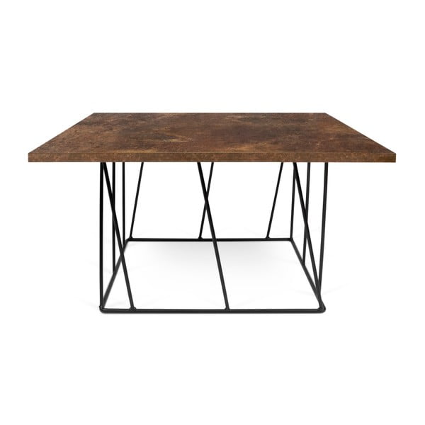 Hnědý konferenční stolek s černými nohami TemaHome Helix, 75 x 75 cm