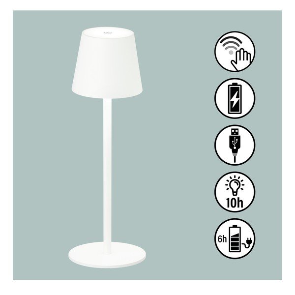 Valge LED timmitav laualamp liikumisanduriga ja metallist lambivarjundiga (kõrgus 38 cm) Tropea - Fischer & Honsel-image-2