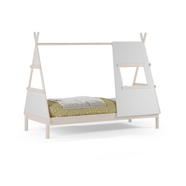 Kreemikas männipuidust lastevoodi liistudest raamiga 90x200 cm - Marckeric-image-2