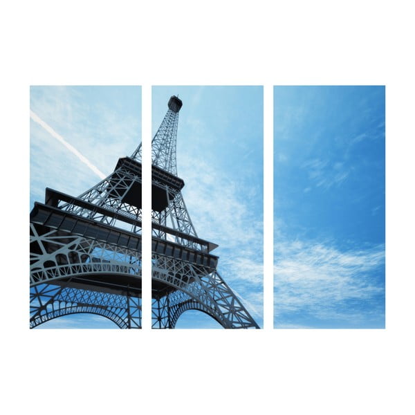 Vídedílný obraz Wall Framework Blue Eiffel Tower, 50 x 69 cm