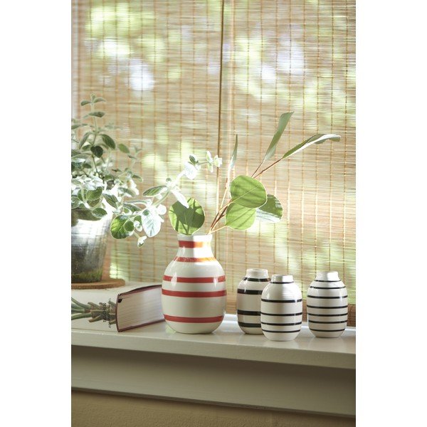 Valge ja punane triibuline keraamiline vaas , kõrgus 12,5 cm Omaggio - Kähler Design-image-1