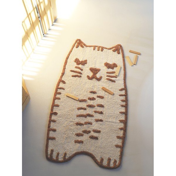 Kreem käsitsi kootud puuvillane pestav laste vaip 65x120 cm Little Charlie - Nattiot-image-3