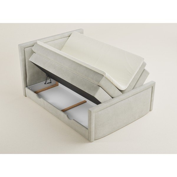 Kreemikas vedrumadratsiga voodi panipaigaga 200x200 cm Fresco - Maison de Rêve-image-3