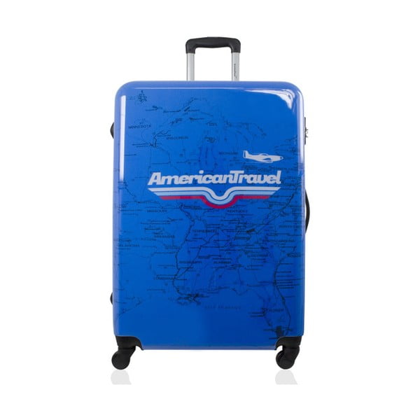 Modrý cestovní kufr na kolečkách American Travel, 114 l