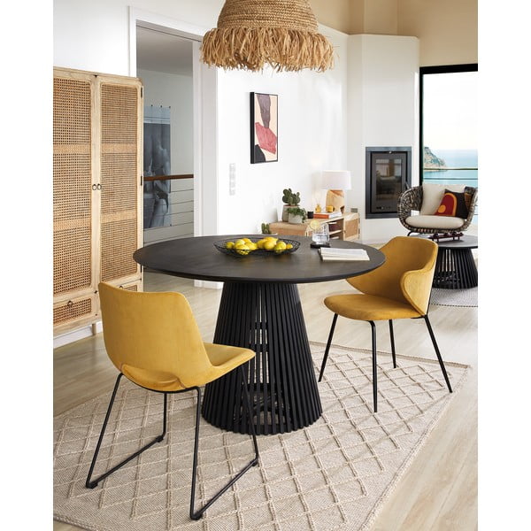 Must ümmargune söögilaud mindi täispuidust ø 120 cm Jeanette – Kave Home-image-4