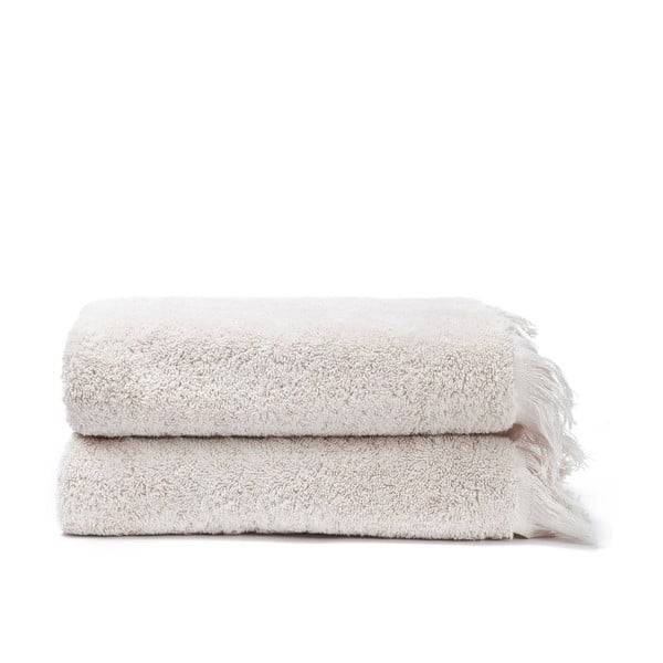 Sada 2 krémových bavlněných ručníků Casa Di Bassi Face, 50 x 90 cm