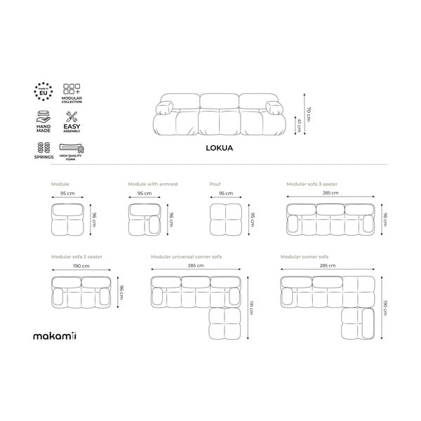 Oranž sametist modulaarne jalatool Lokua - Makamii-image-4