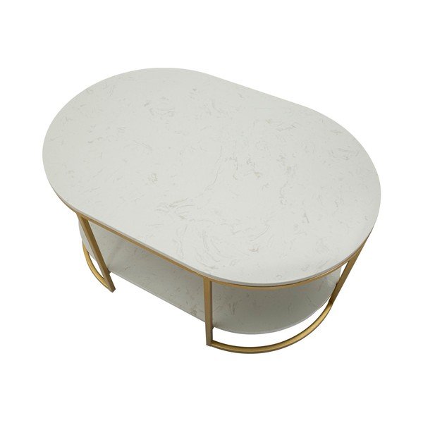 Valge/kuldne diivanilaud marmorist pealispinnaga 60x90 cm Izmir - Mauro Ferretti-image-4