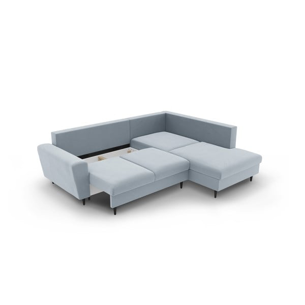 Helesinine sametist panipaigaga nurgadiivanvoodi (parem nurk/"L"-kujuline) Kyoto - Cosmopolitan Design-image-3