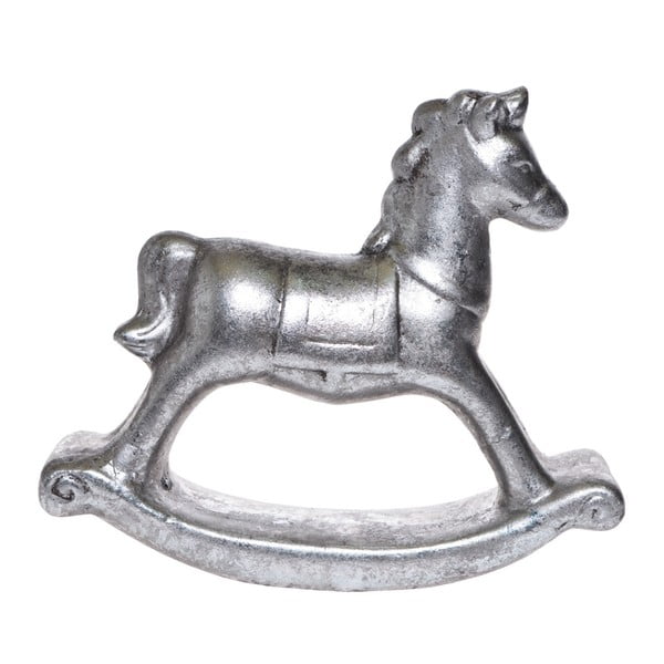 Dekorativní houpací kůň ve stříbrné barvě Ewax, výška 11,8 cm