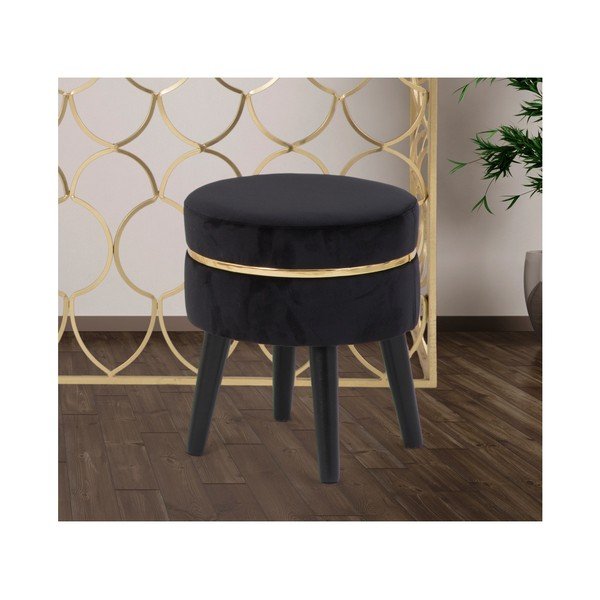 Must polsterdatud jakkar Paris, ⌀ 35 cm - Mauro Ferretti-image-1