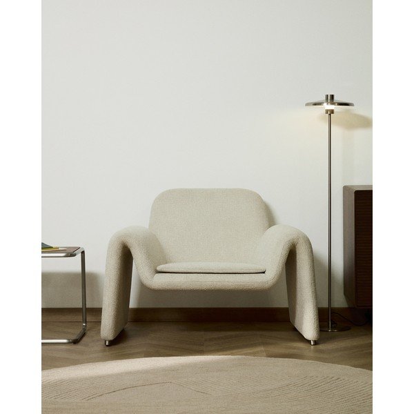 Beež šenillist tugitool Melvia - Kave Home-image-1