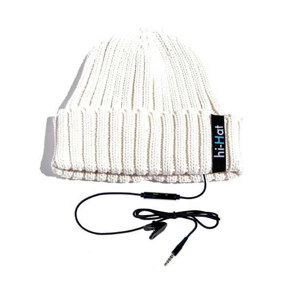 Hi-Hat Zimní čepice se sluchátky, bílá